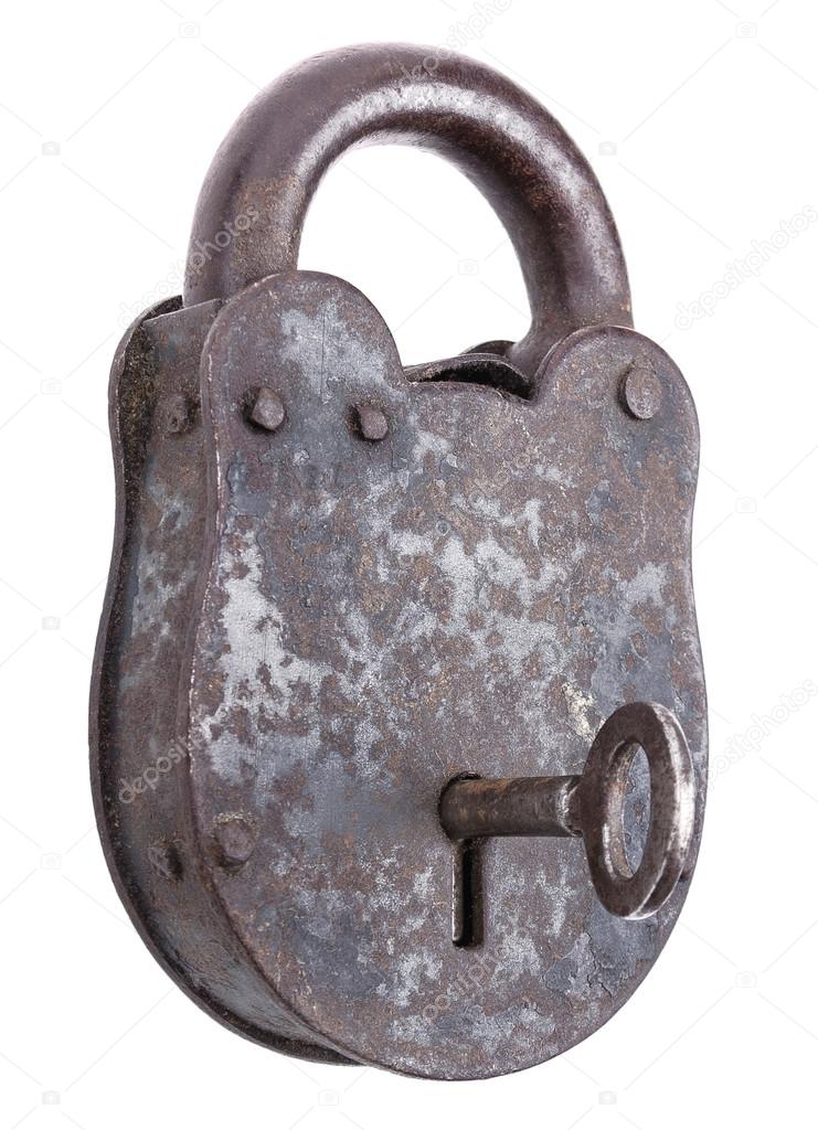 Locked Medieval Padlock With Key