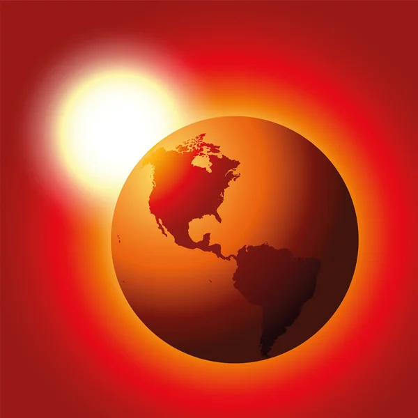 Riscaldamento globale Pianeta Rosso Terra — Vettoriale Stock