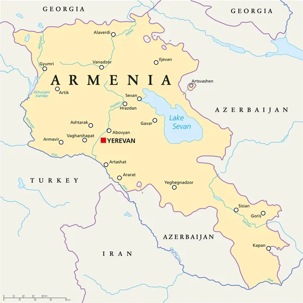 Mapa político de Armenia — Vector de stock