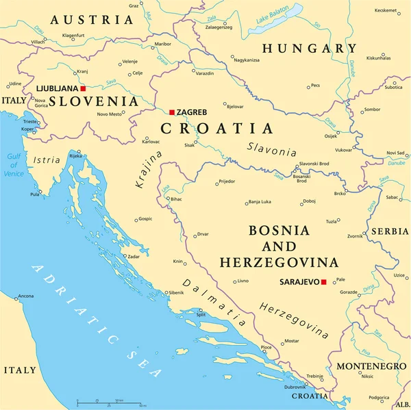 Carte politique des Balkans occidentaux — Image vectorielle