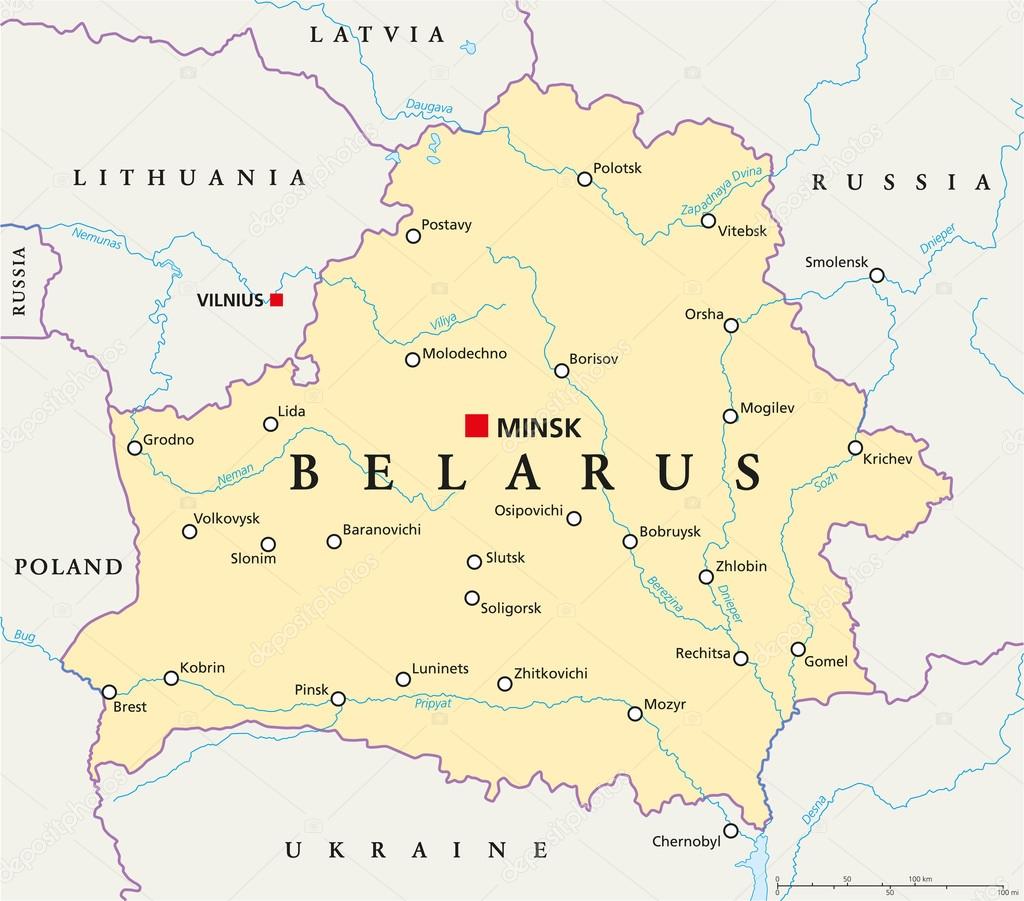 Wit-Rusland politieke kaart — Stockvector © Furian #65153155