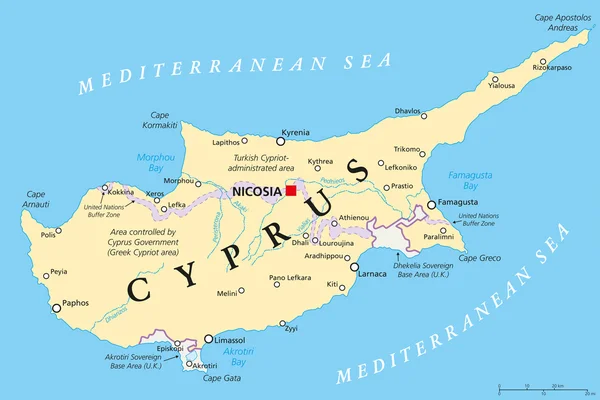 Cyprus Political Map — Stock Vector