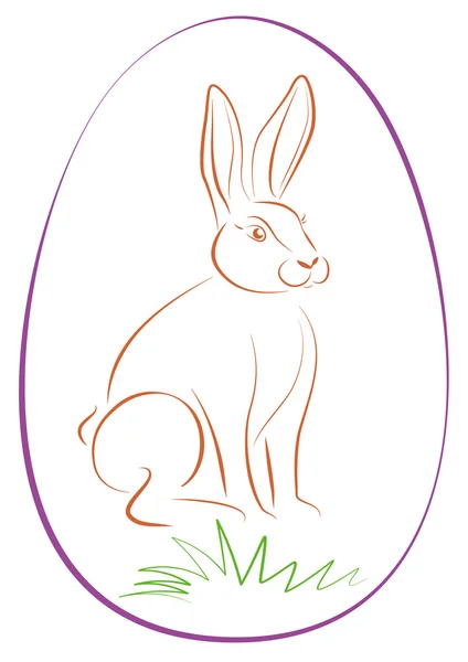 Easter Bunny Purple Egg Outline — Stock Vector