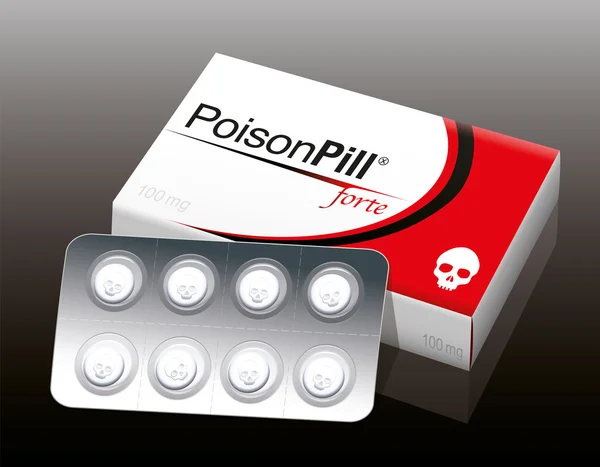 Poison Pill Blister Package Skull — Stock Vector