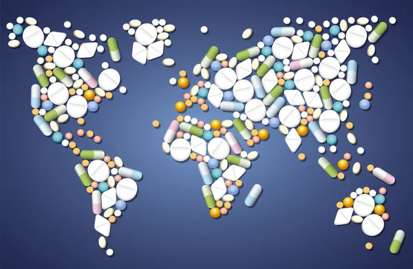 Pilules Médecine dans le monde — Image vectorielle