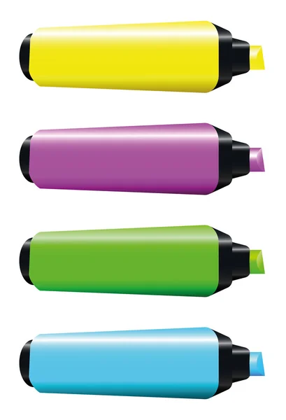 Markeerstift geel roze groen blauw — Stockvector