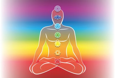 Çakralar adam gökkuşağı renkli gradyan