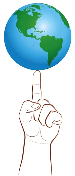 Joueur mondial Finger Planet Earth — Image vectorielle