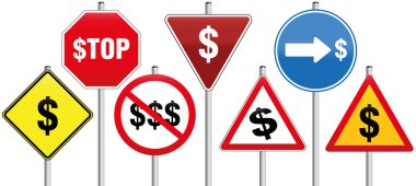 Doları sembolü iş yol işaretleri