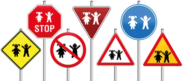 Road Signs Children — Stock Vector