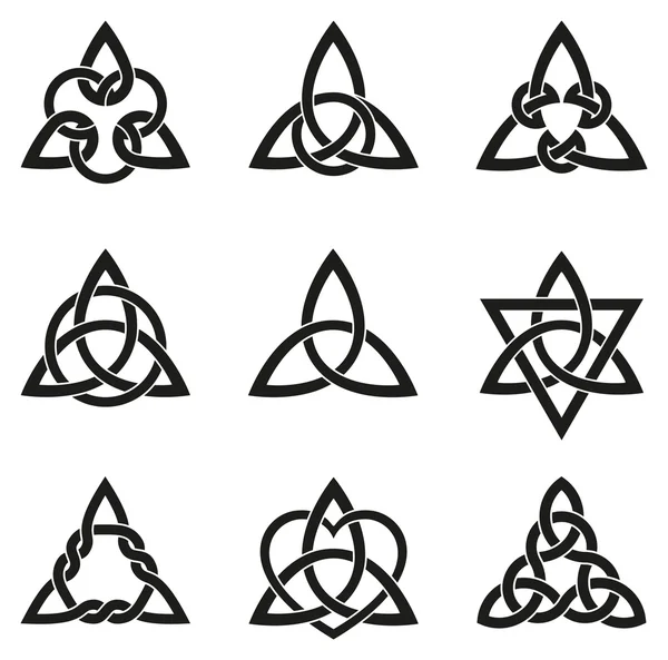 Nine Celtic Triangle Knots — Stock Vector