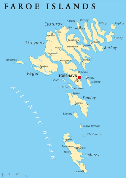 Politische Landkarte der Färöer — Stockvektor