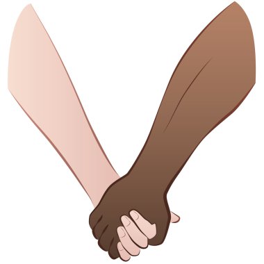 Interracial Love Couple Holding Hands clipart
