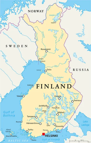 Mapa político de Finlandia — Vector de stock