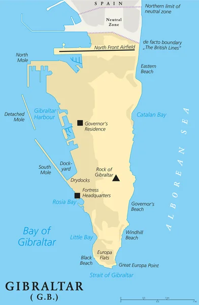 Gibraltar siyasi harita — Stok Vektör