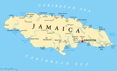Jamaica Political Map clipart