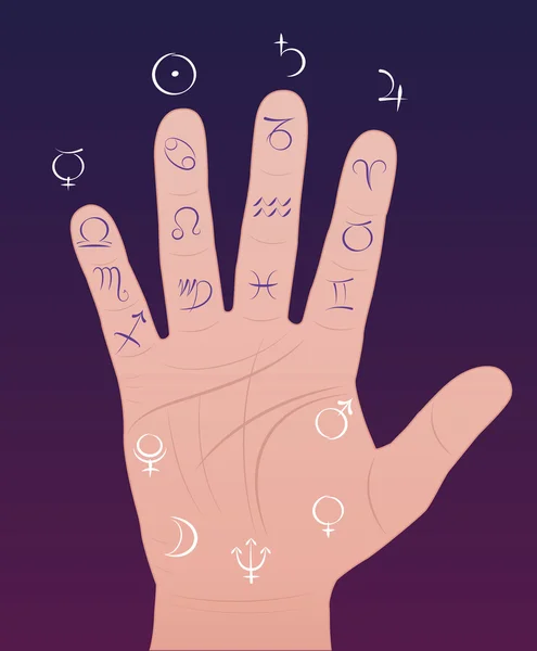 Sections d'astrologie de la chiromancie — Image vectorielle