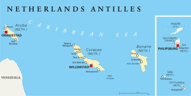 Hollanda Antilleri siyasi harita