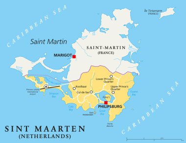Sint Maarten Political Map clipart