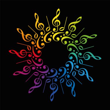 Tiz Clefs bas Clefs gökkuşağı renkleri yıldız