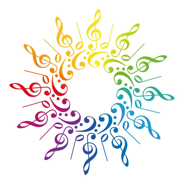 Música Clefs Radial Rainbow Pattern — Vetor de Stock