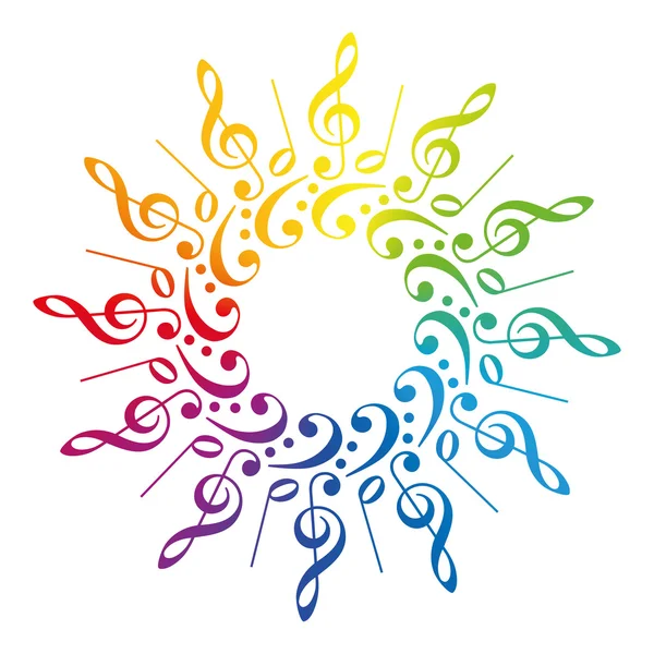 Muziek Clefs radiale Rainbow patroon — Stockvector