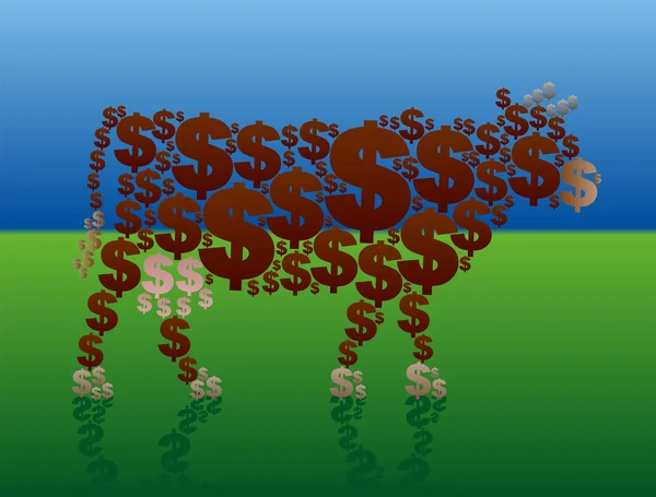 Cash vache riche pâturage vert — Image vectorielle