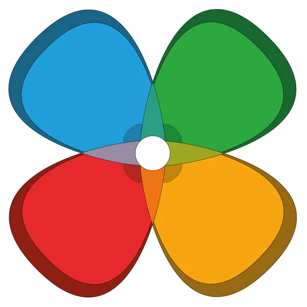 Vier basiskleuren klaverblad bloem — Stockvector