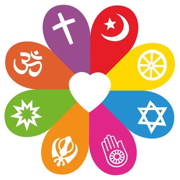 Símbolos de religión Colores de amor de flores — Vector de stock