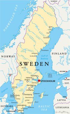 Sweden Political Map clipart