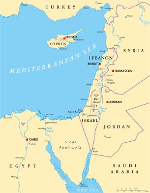 Eastern Mediterranean Political Map clipart