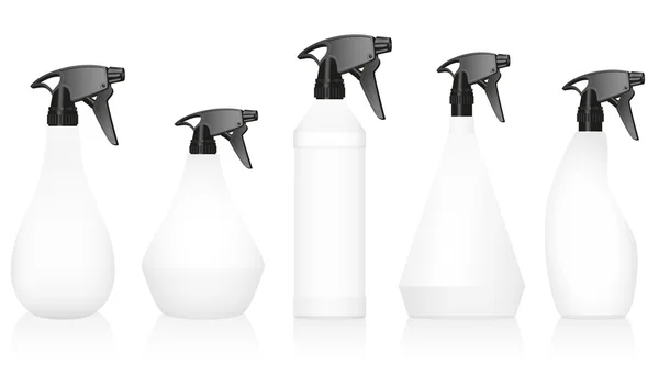 Spray Bottles Variations Set Blank White — Stock Vector