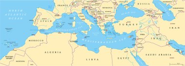 Mediterranean Basin Political Map clipart