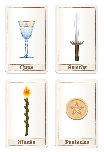 Tarot .detaylar gizli tutulmuştu kılıç Wands bardak — Stok Vektör