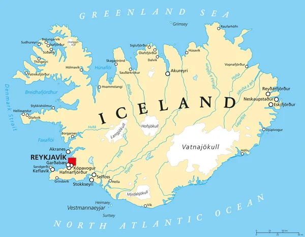 Iceland Political Map — Stock Vector