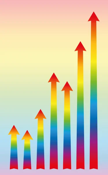 Aumentar o crescimento de setas de cores arco-íris —  Vetores de Stock