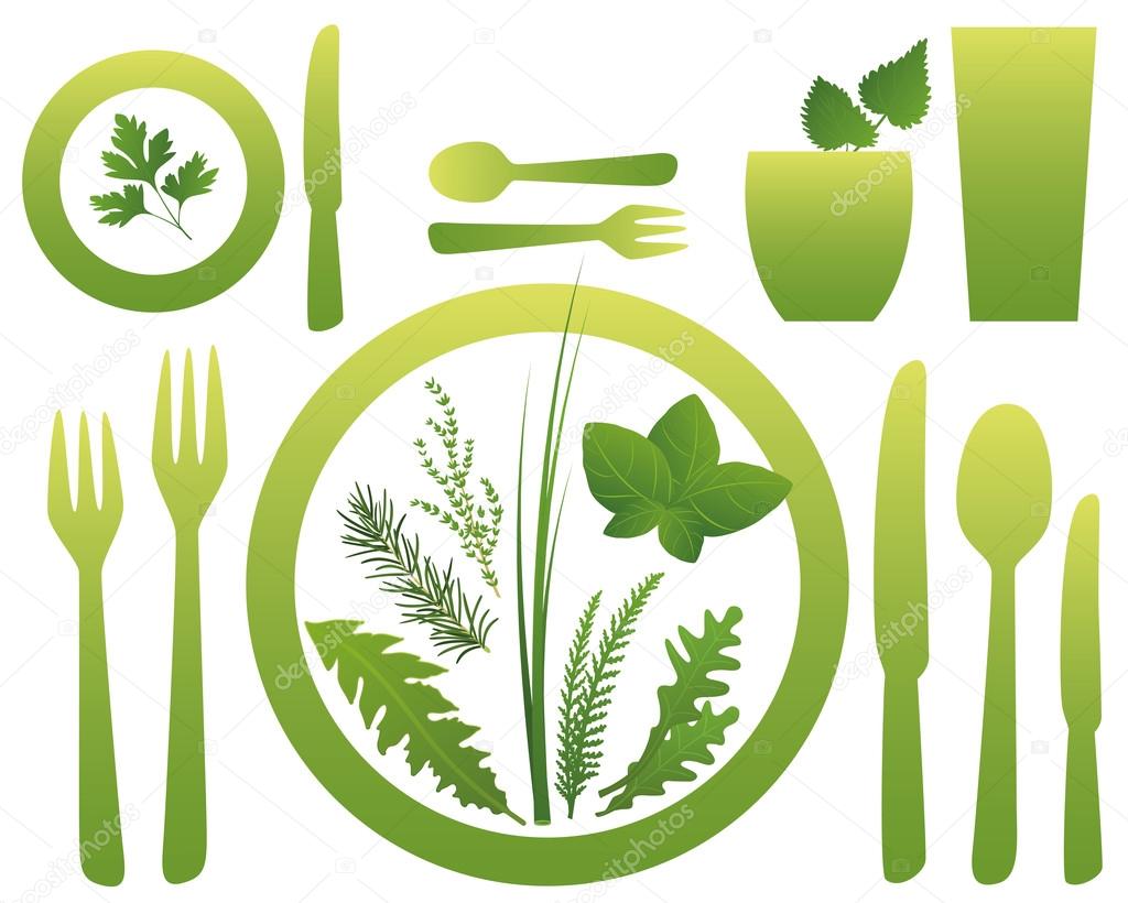 Vegetarian Meal Cutlery Culinary Herbs
