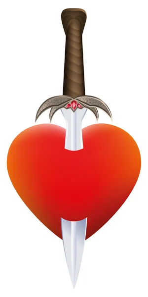 Símbolo de espada del corazón — Vector de stock