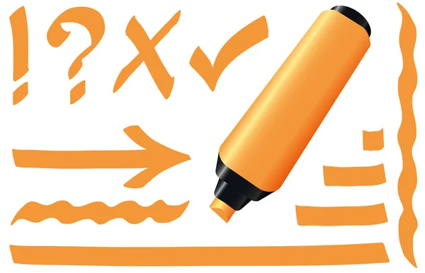 Markeerstift oranje markering — Stockvector