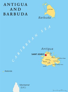 Antigua ve Barbuda siyasi harita