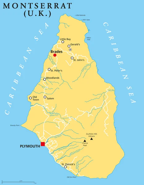 Mapa político de Montserrat — Vector de stock