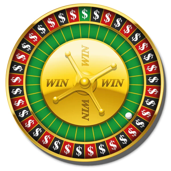 Roulette Wheel Dollars Symbol Win — Stock Vector