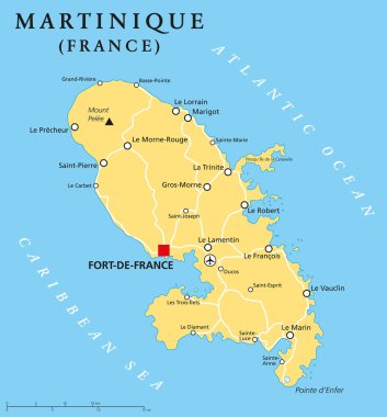 Martinique Political Map clipart