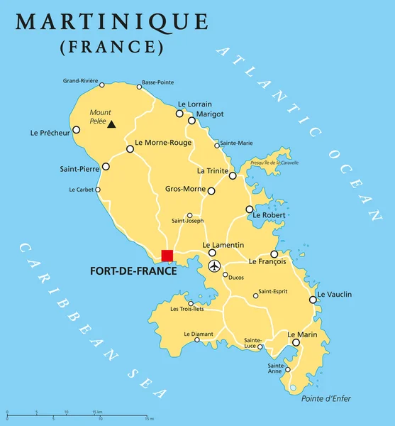 Mapa político de Martinica — Archivo Imágenes Vectoriales