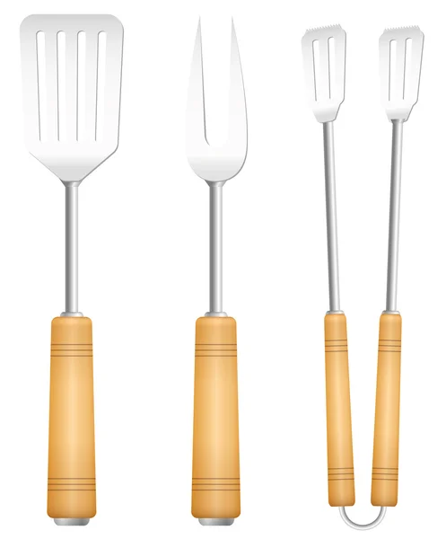 Ferramentas Bbq Utensílios Churrasco Talheres —  Vetores de Stock