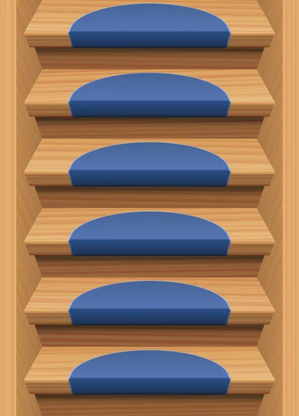 Wooden Stairs Treads Mats Blue Endless — Stock Vector