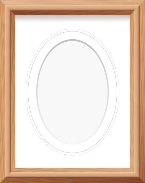Wooden Frame Oval Mat Photo Picture — 图库矢量图片