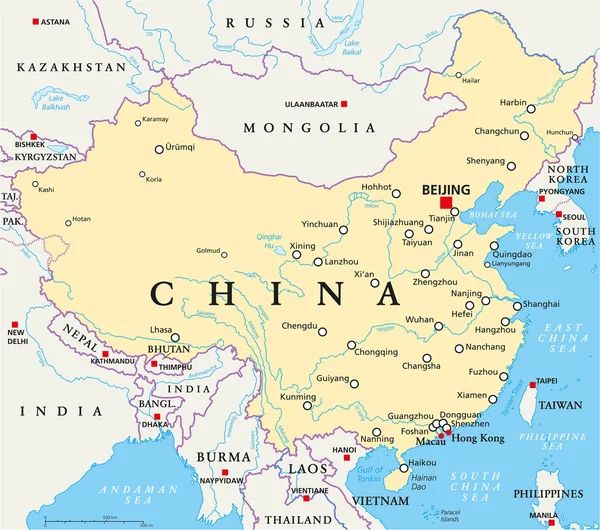 Mapa político de China — Archivo Imágenes Vectoriales