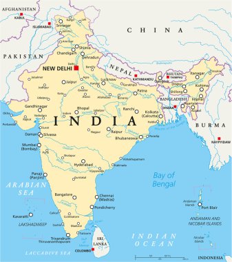 India Political Map clipart