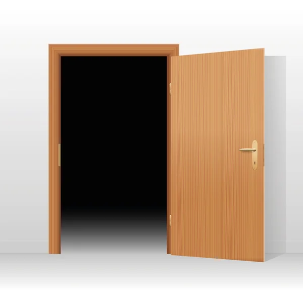Breed Open deur donkere kamer — Stockvector